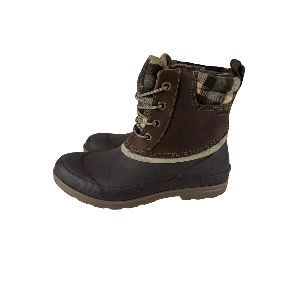 Muck Womens 11 Originals‎ Leather Duck Lace Boot Walnut Brown Waterproof Plaid